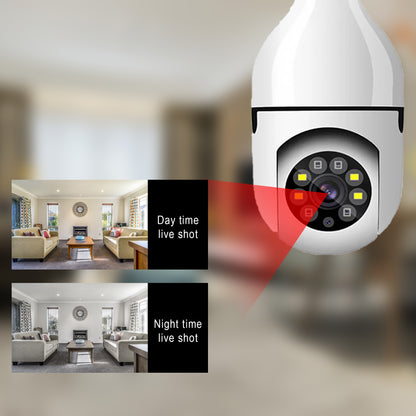 360° Wireless Light Bulb Security Camera daytime live shot and night vision 