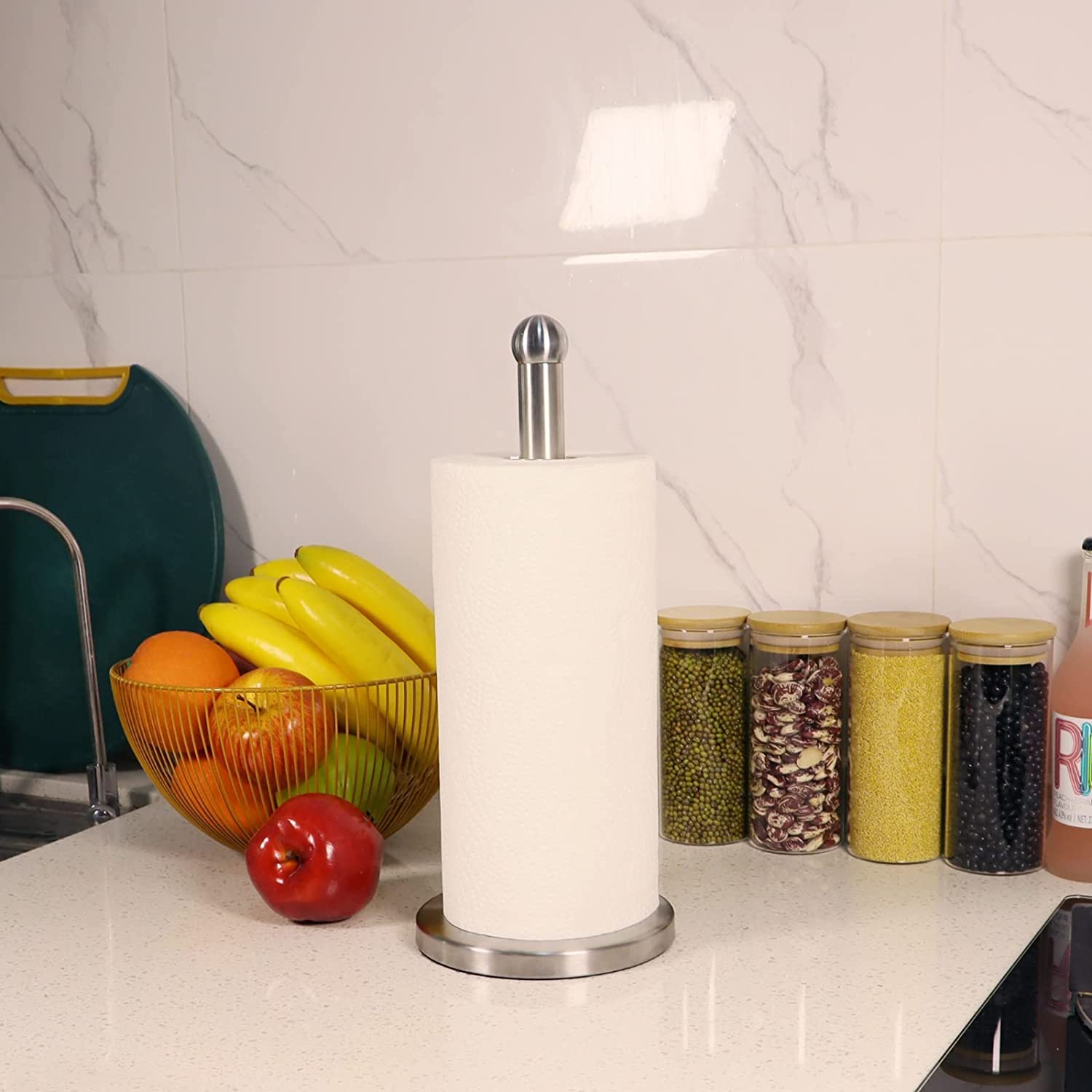 Countertop Standing Paper Towel Holder - Weighted & Free Standing Stainless steel