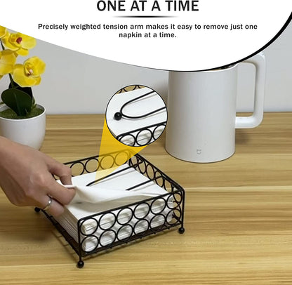 Napkin Holder with Weighted Arm for Indoor & Outdoor