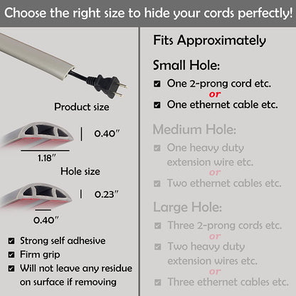 Cord Cover Floor Cable Protector, Low Profile Extension Cord Cover for floors and walls