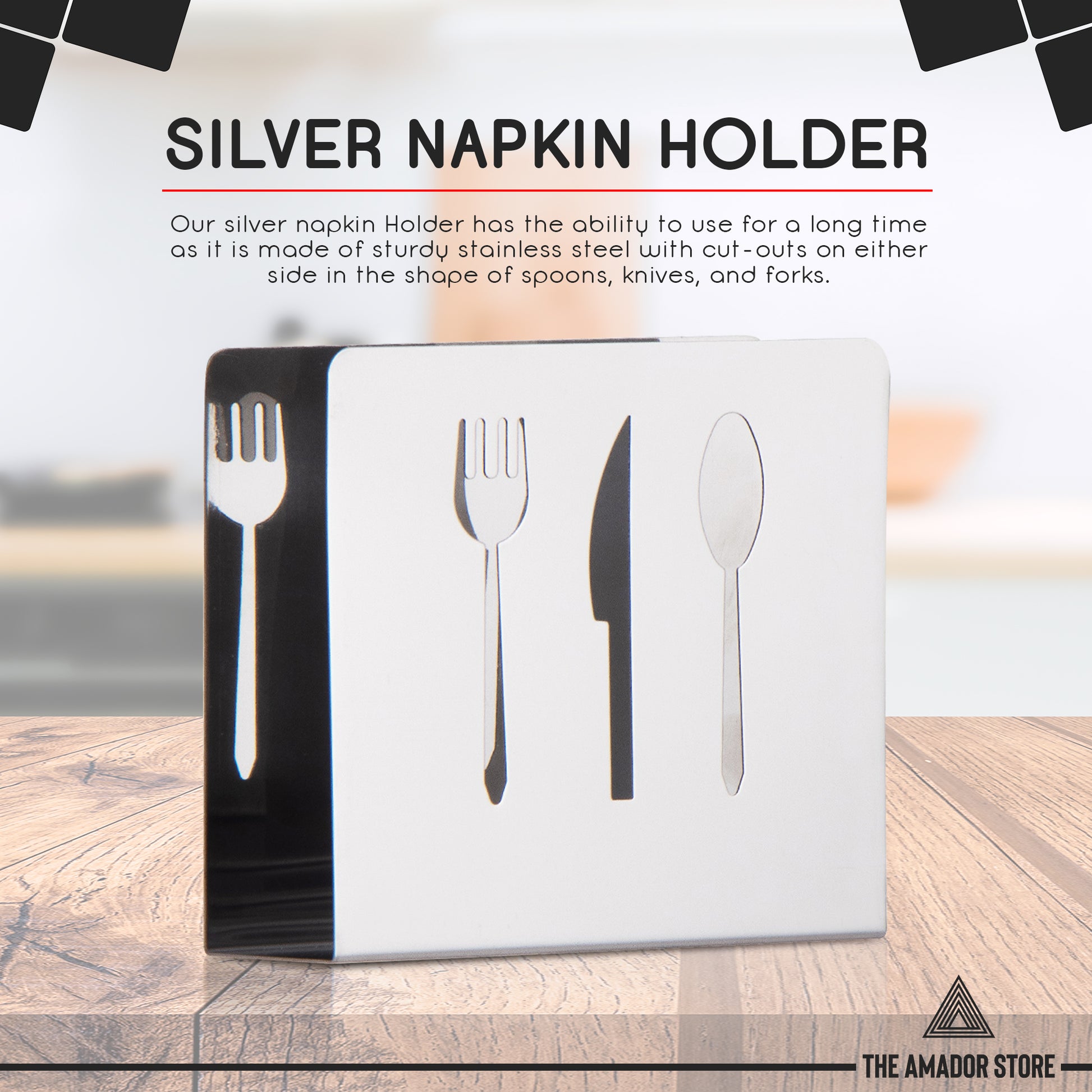 Silver stainless steel napkin holder