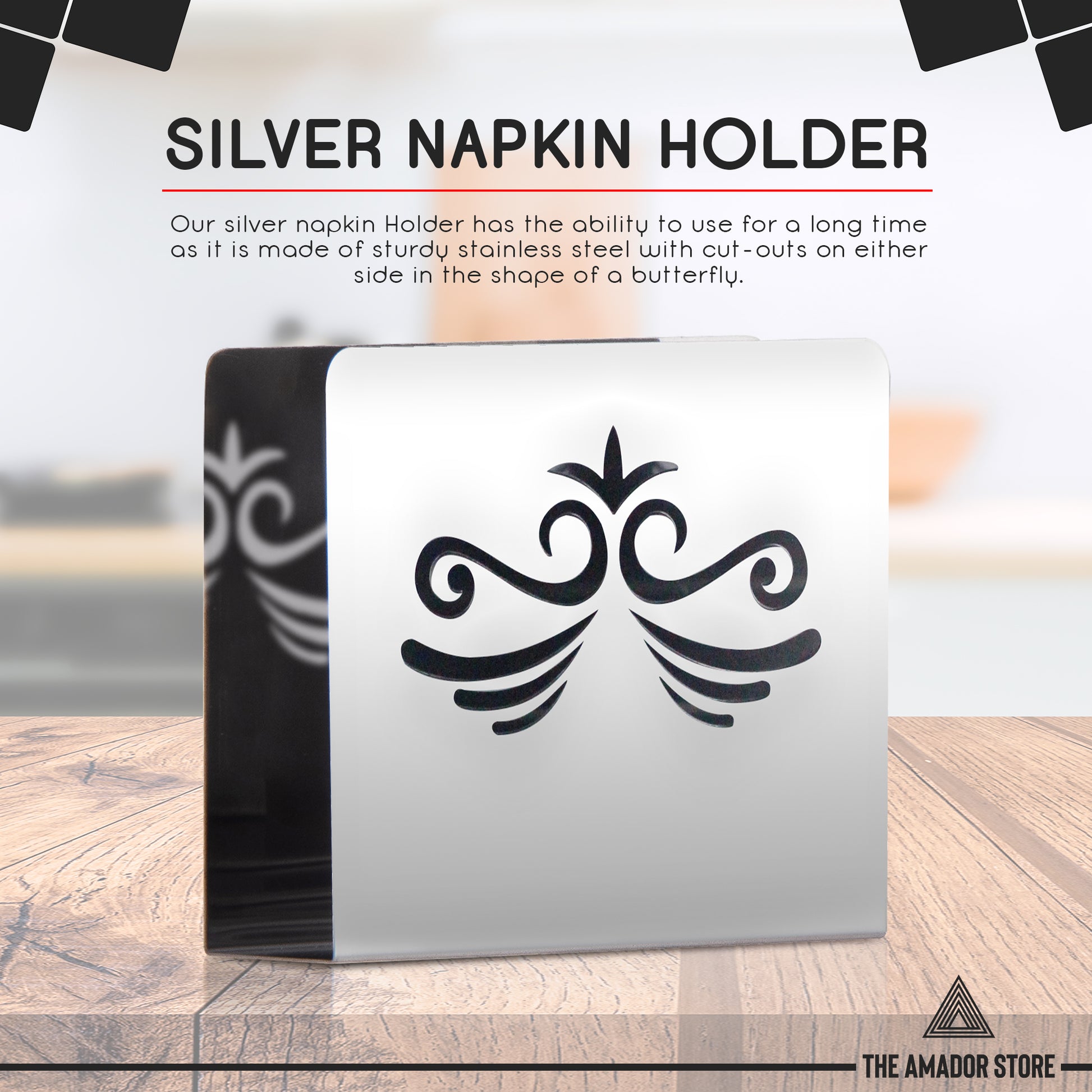 Small Fancy Stainless Steel Napkin Holder - Tiny Tissue Organizer