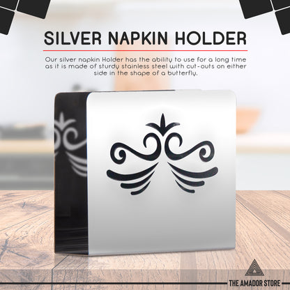 Small Fancy Stainless Steel Napkin Holder - Tiny Tissue Organizer