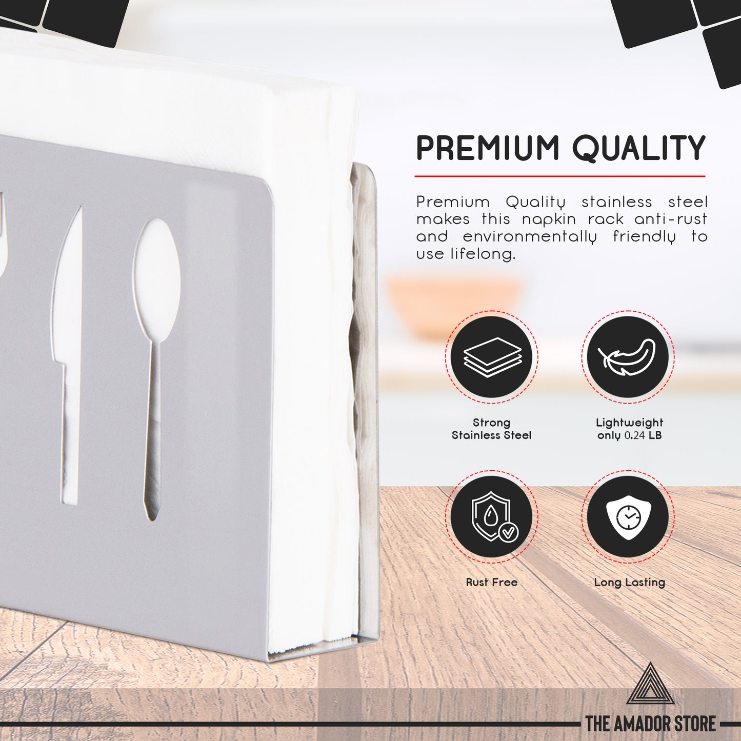 premium quality stainless steel napkin holder