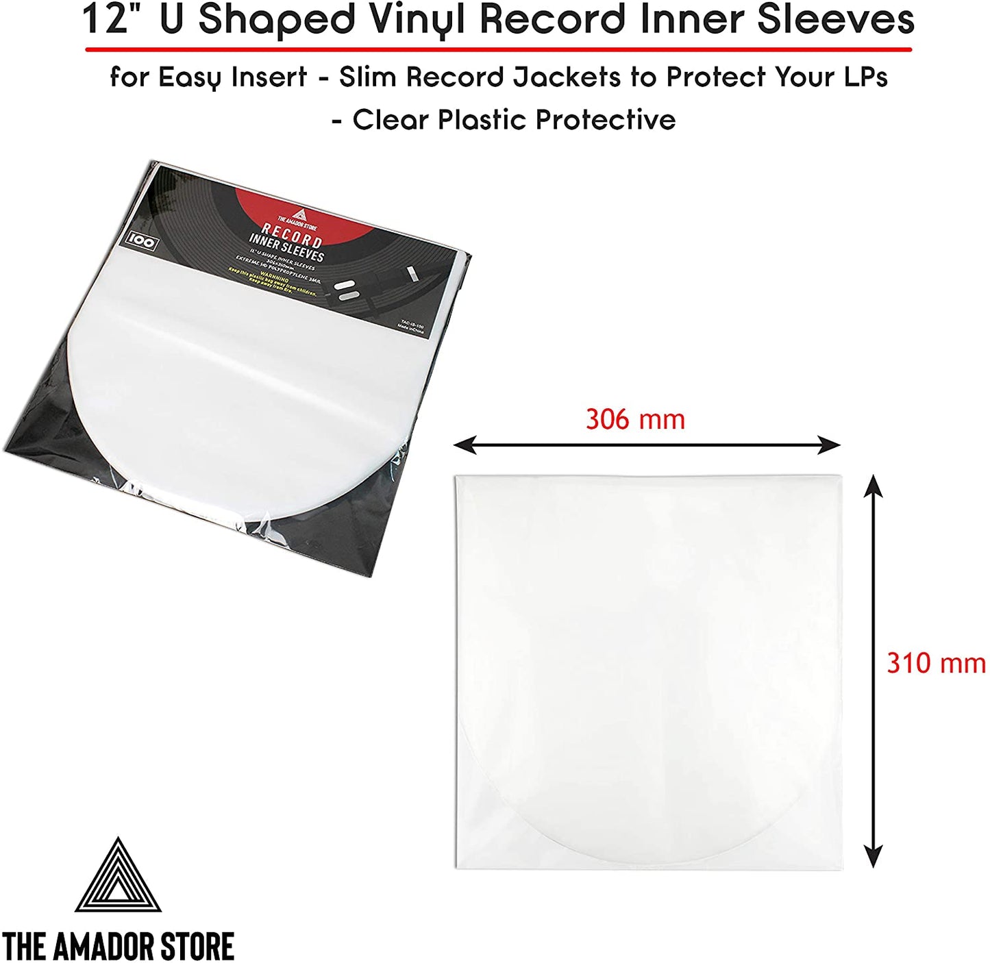 U shaped Vinyl Record inner sleeves 