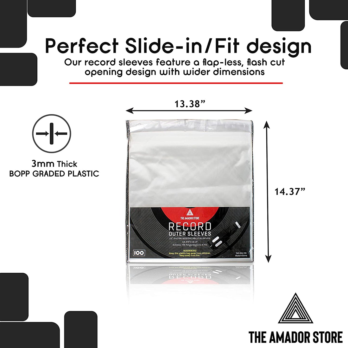 Perfect Slide-in/Fit design Vinyl Record Outer Sleeve 